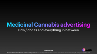 Slide from a presentation showing Medicinal Cannabis Advertising information