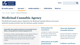 Medicinal cannabis agency website screenshot