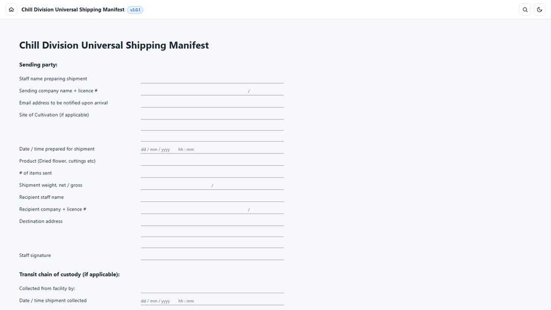 Forms like the Universal Shipping Manifest are ready to print
